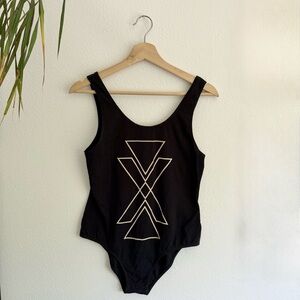 Urban Outfitters Black Geometric Print Bodysuit